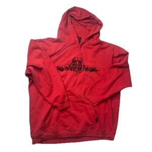 Vtg Top Heavy Hoodie Y2K Skull Red Black Size XL Skater Pullover *Read